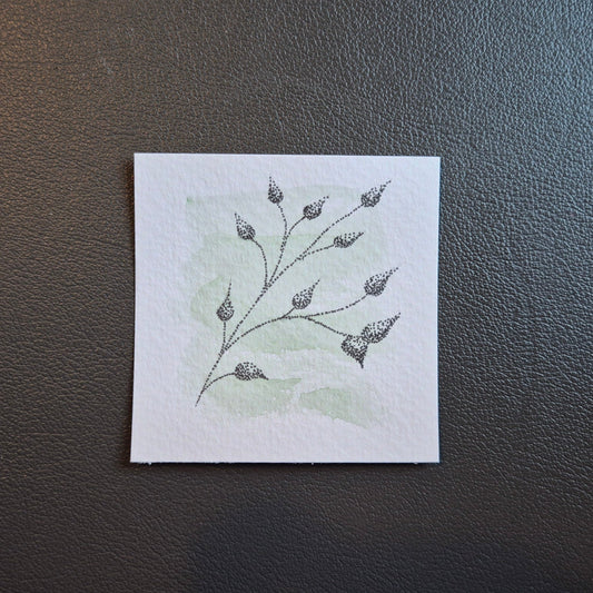 Leaves, Flower and Butterfly - Dotwork Original