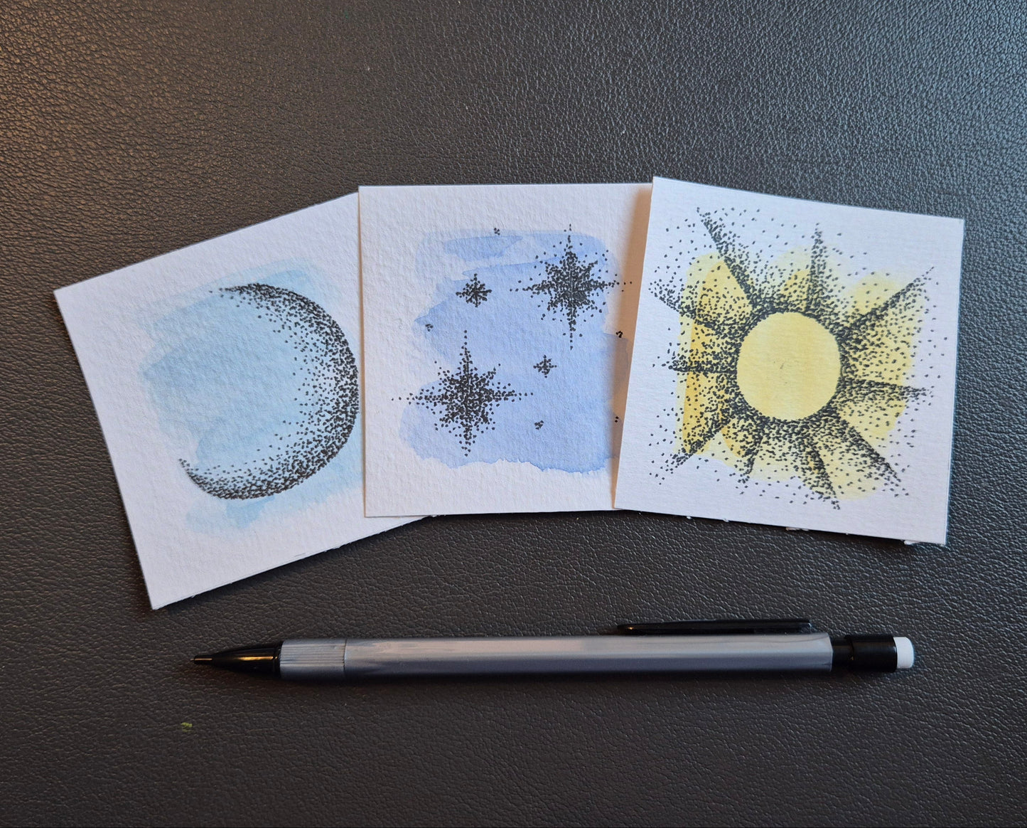 Sun, Moon and Stars - Dotwork Original