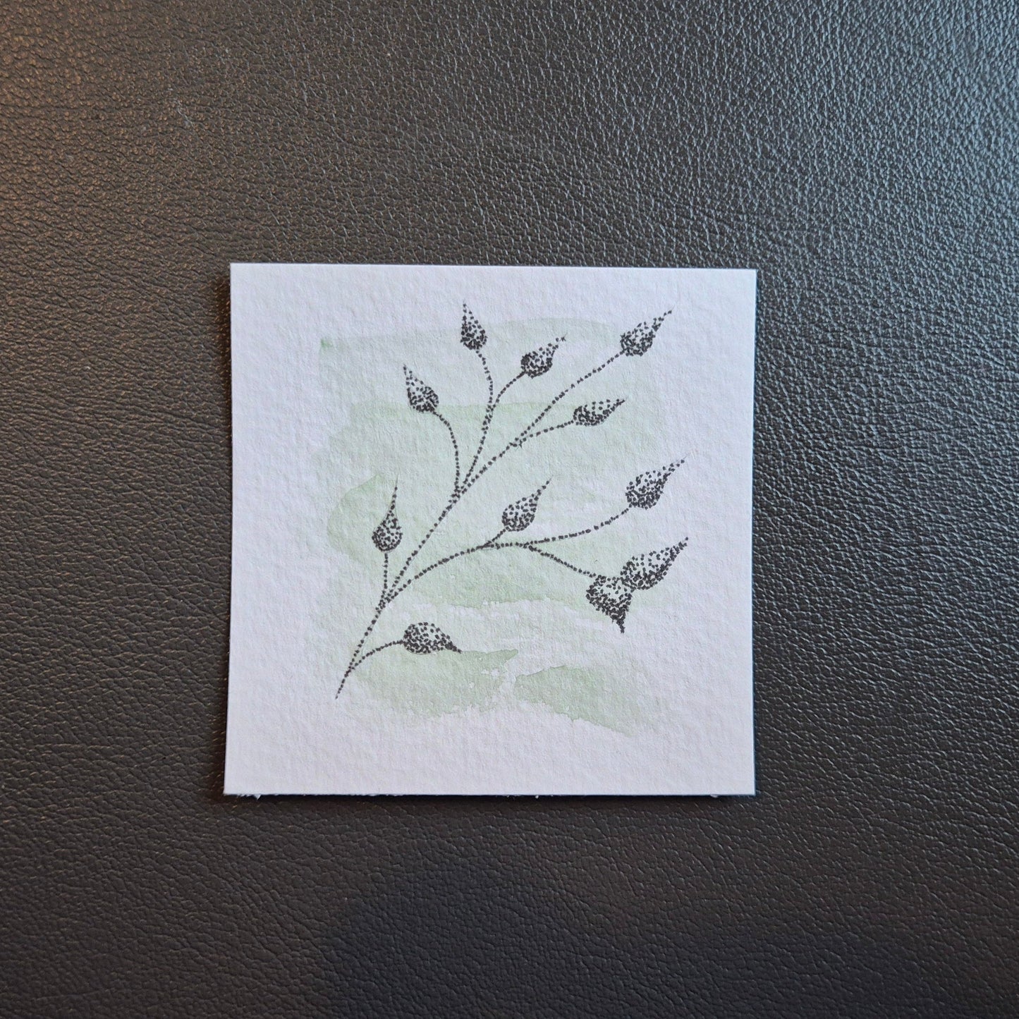 Leaves, Flower and Butterfly - Dotwork Original